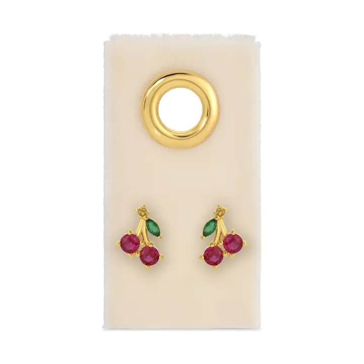 Cherry Studs on Velvet Tag | Earrings