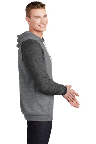 Jerzees Snow Heather French Terry Raglan Hoodie, Charcoal/Black