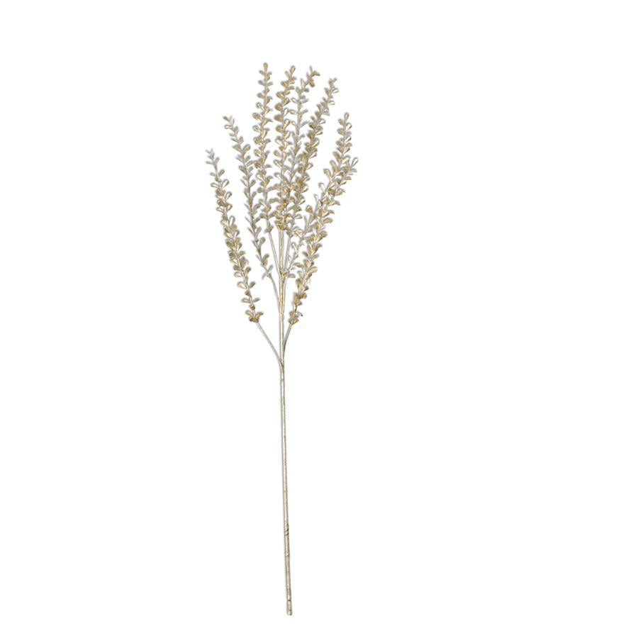 Champagne Glittered Stem w/ Mini Teardrop Leaves, 31"