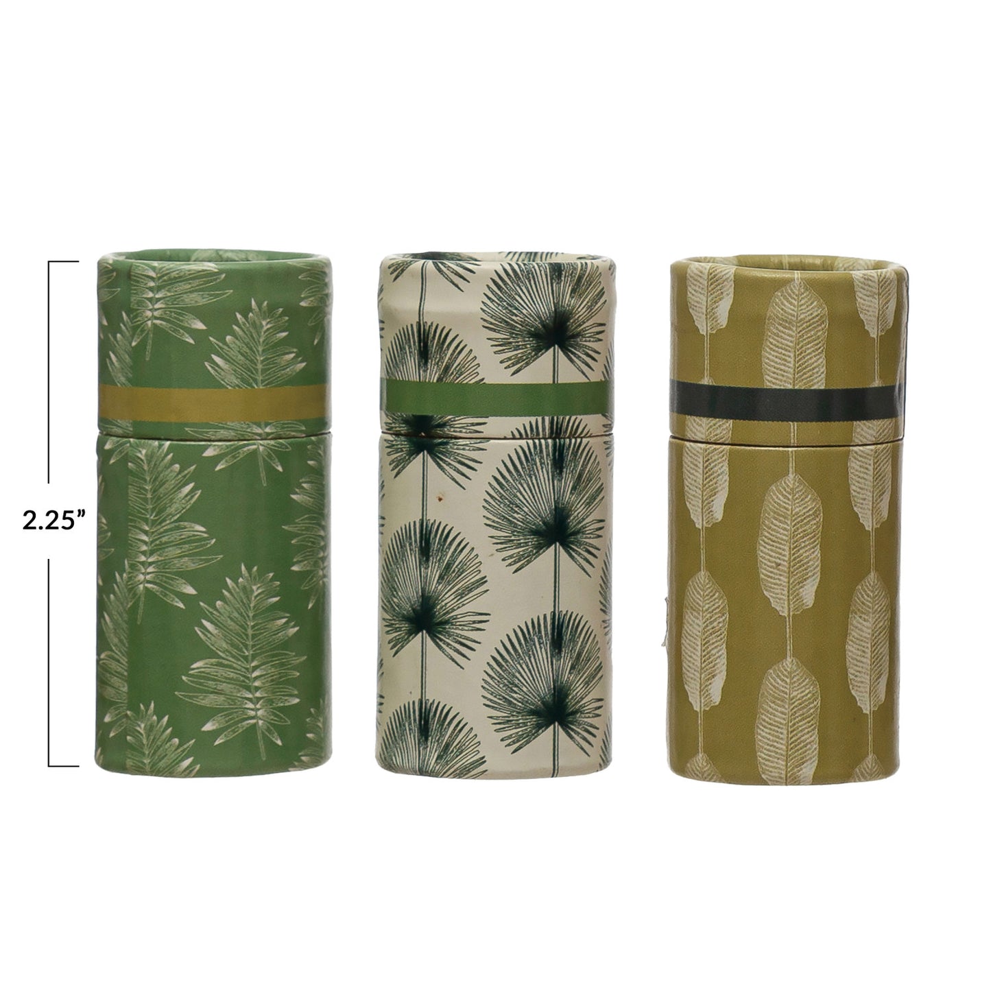 Safety Matches in Tube Matchbox with Leaves Print, 3 Styles