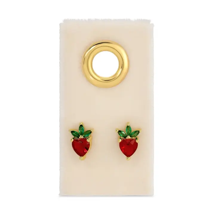 Strawberry Studs on Velvet Tag | Earrings
