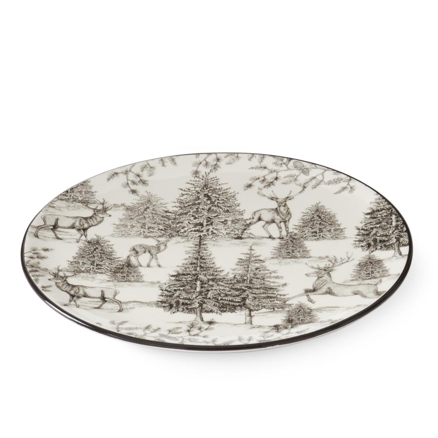 White & Black Toile w/ Deer Plate, 8"