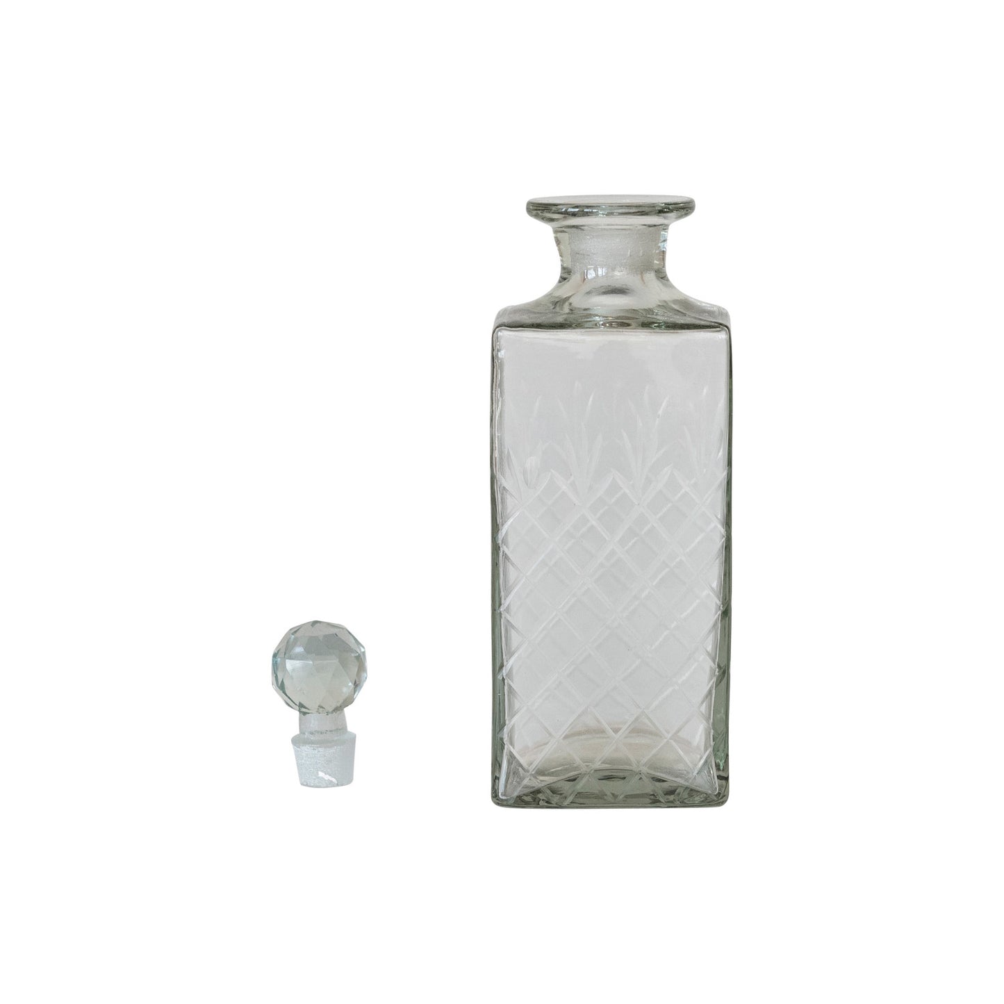 30 oz. Recycled Etched Glass Decanter w/ Glass Stopper