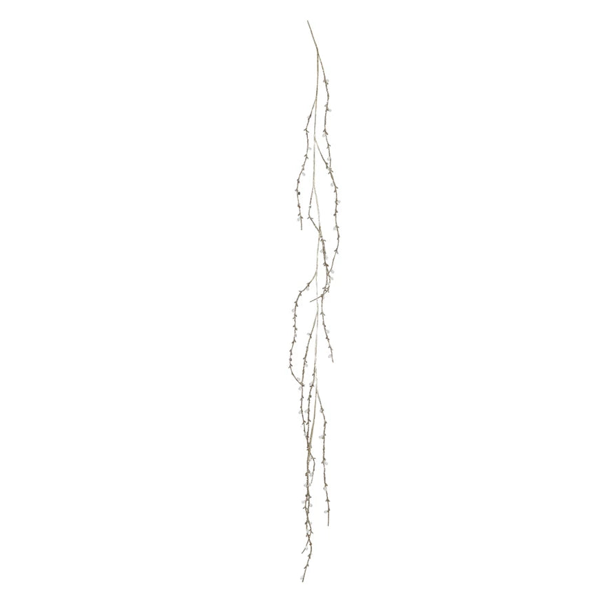 Faux Twig Garland w/ Acrylic Jewels & Glitter, Gold Finish