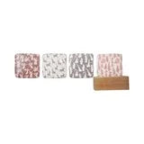 Resin Coasters with Holiday Patterns in Wood Box, Set of 5