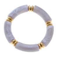Lelani Disc Resin Stretch Bracelet - Grey