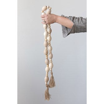 Wood Bead Garland w/ Jute Tassels - 60"