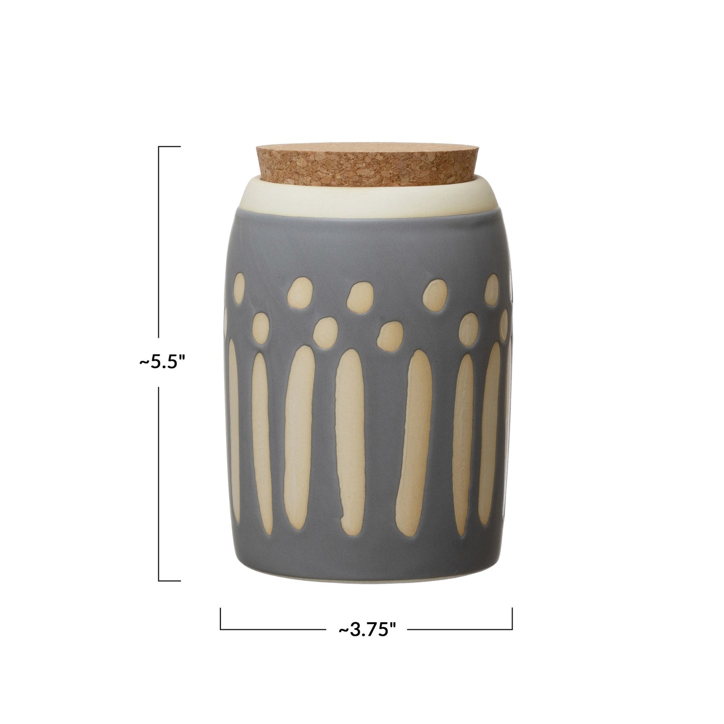Debossed Canister with Pattern and Cork Lid