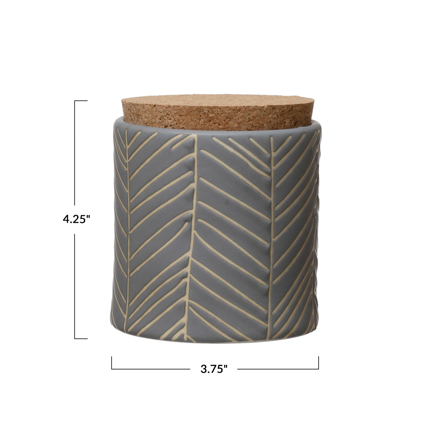 Debossed Canister with Pattern and Cork Lid