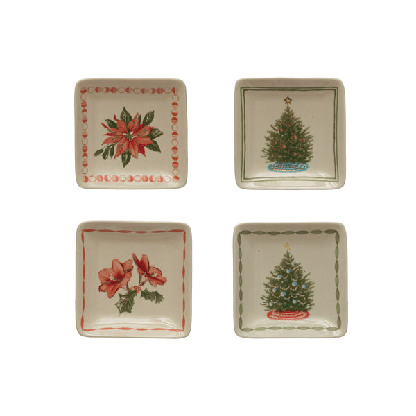 Square Stoneware Plate with Christmas Icon, 4 Styles
