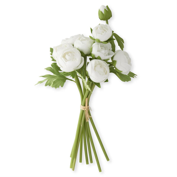 White Real Touch Ranunculus Bundle, 10 stems