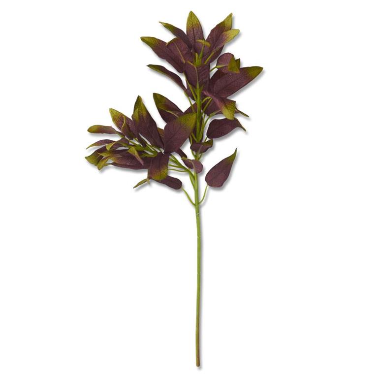 Green & Burgundy Leaf Stem, 21"