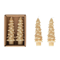 Tree Shaped Taper Candles, Set of 2, Cream