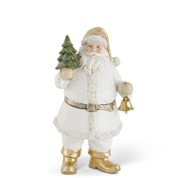White & Gold Santa w/ Tree & Bell