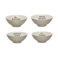 Stoneware Bowl w/ Stamped Saying, 4 Styles