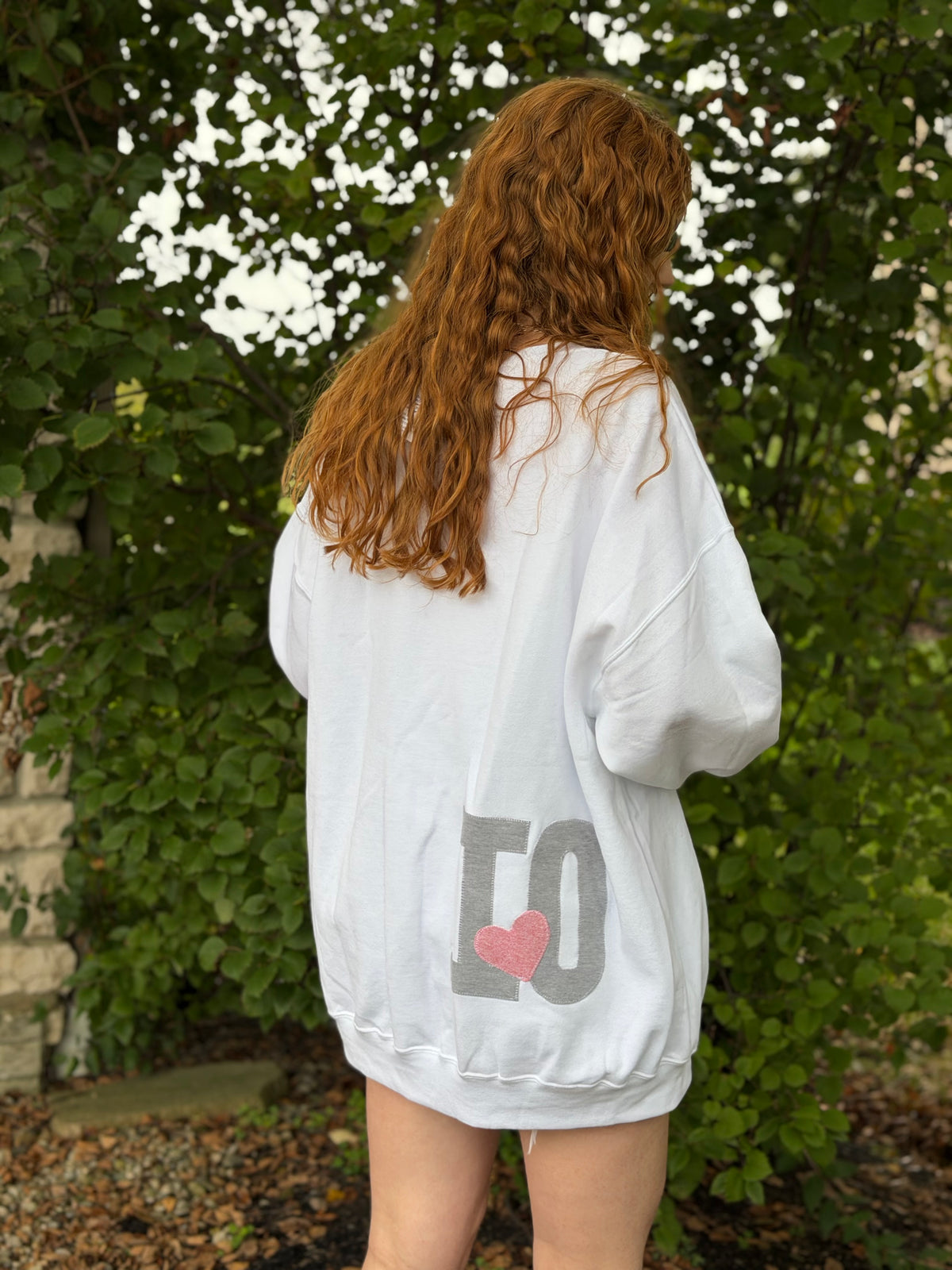 OHIO Wraparound Appliqué Sweatshirt | White Crew Neck with Up-cycled Patchwork