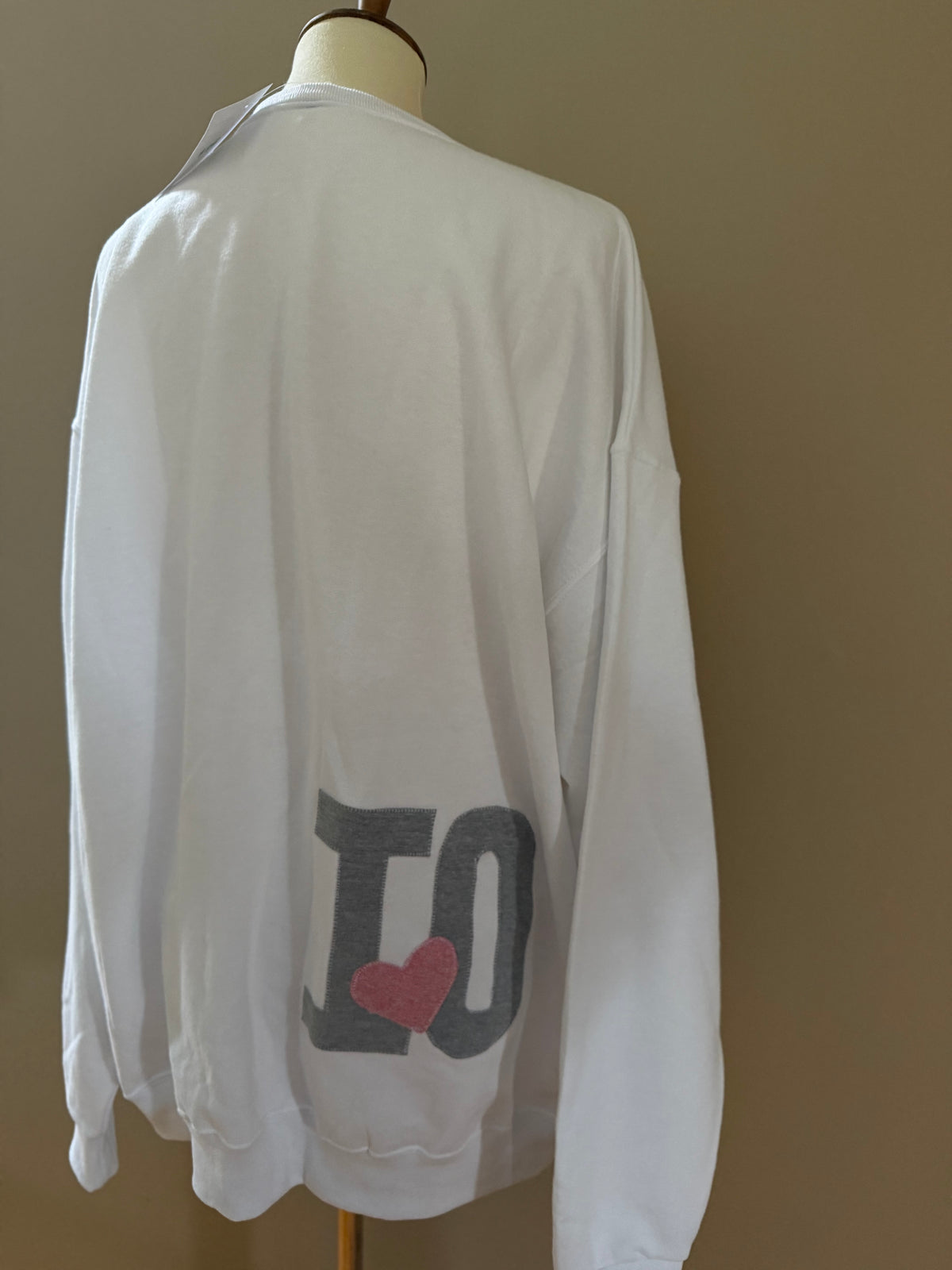 OHIO Wraparound Appliqué Sweatshirt | White Crew Neck with Up-cycled Patchwork