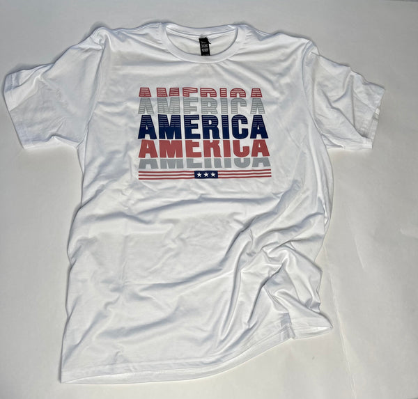 America Stacked White T-Shirt