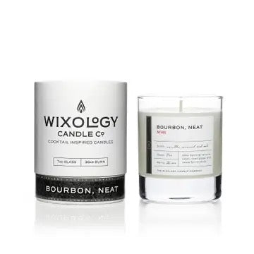 Bourbon Neat Candle in Reusable 7oz Rocks Glass