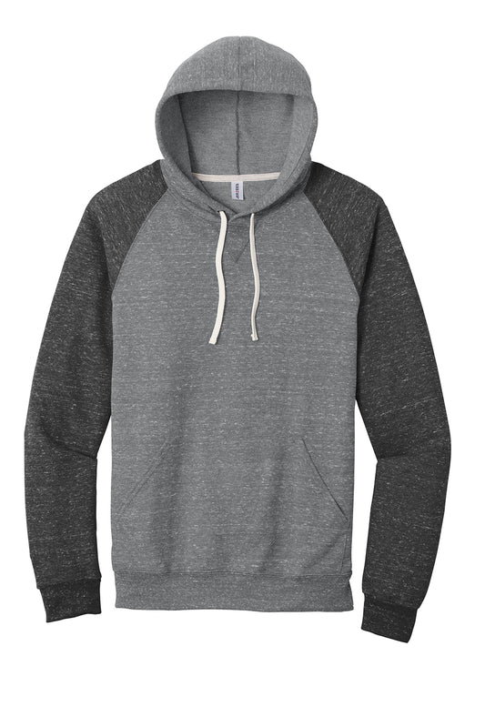 Jerzees Snow Heather French Terry Raglan Hoodie, Charcoal/Black
