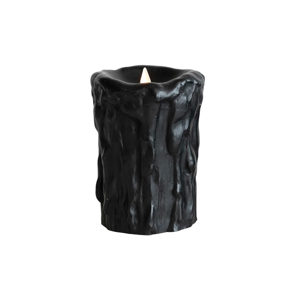 Flameless LED Wax Pillar Candle w/ 6 Hour Timer, Black