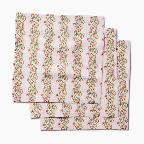 Floral Fall Stripe Dishcloth Set