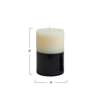 Unscented Two-Tone Pillar Candle, Cream & Black