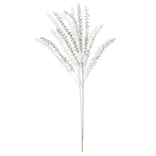 Silver  Glittered Stem w/ Mini Teardrop Leaves, 31"