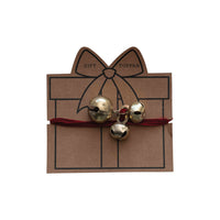 Metal Bell Cluster Gift Topper w/ 40" Ribbon Wrap, Burgundy & Gold Finish
