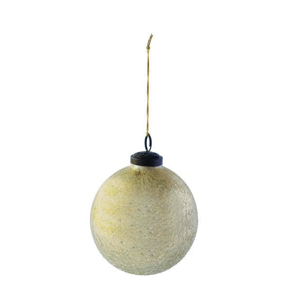 Recycled Glass Seeded Ball Ornament, Antique Gold Finish