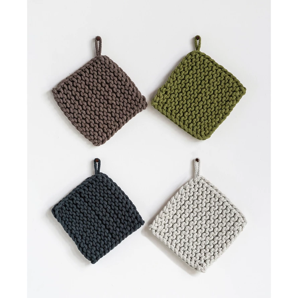 Cotton Crocheted Pot Holder, 4 colors available