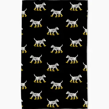 Dalmatian in Boots Black Tea Towel