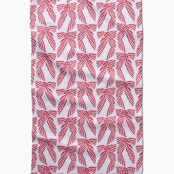 Striped Bows Kitchen Tea Towel