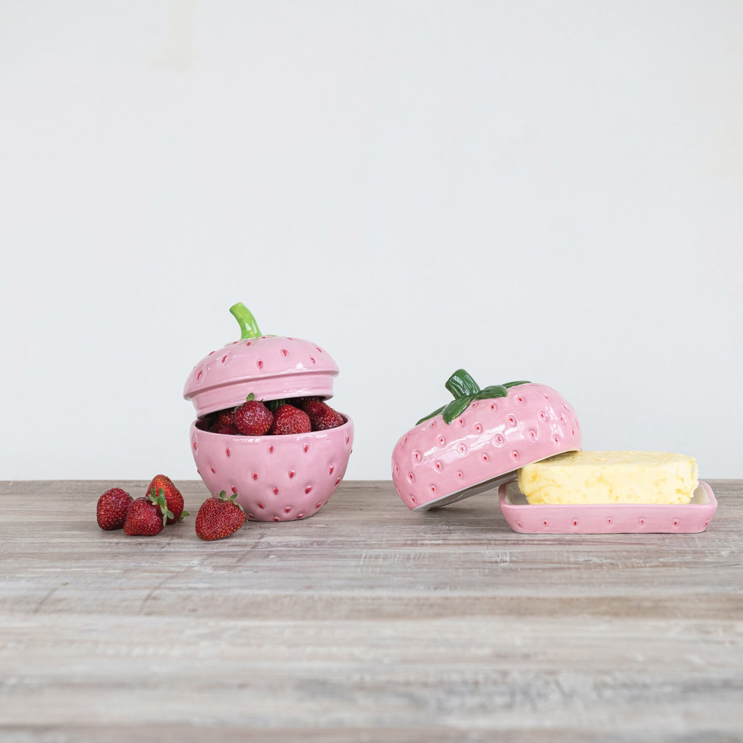 Ceramic Strawberry Shaped jar with Lid