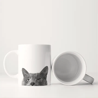 Peeking Gray Cat Mug