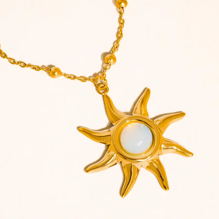 Astoria 18K Gold Non-Tarnish Sun Pendant Chain Necklace