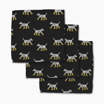 Dalmatian in Boots Black Dishcloth Set