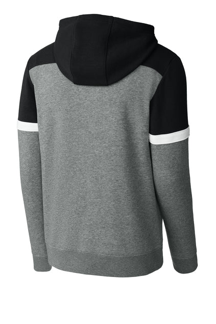 Sport-Tek Drive Fleece Colorblock Hoodie, Black/Vintage Heather