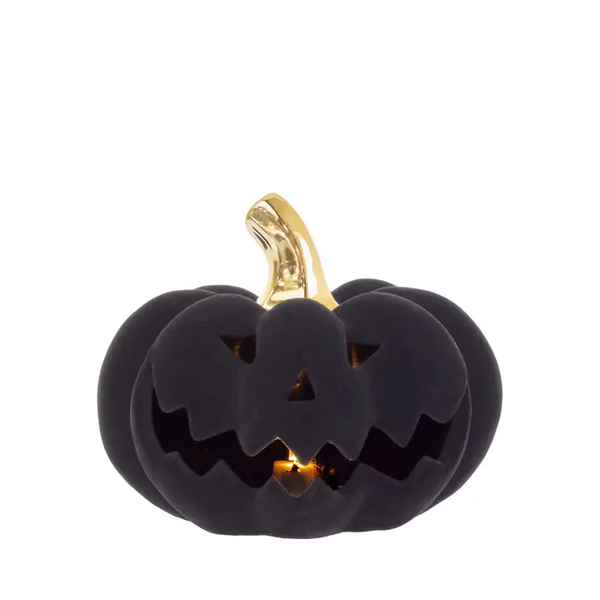 5.75" Diameter Black Flocked Velvet Jack O Lantern, Led