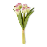 Green with Purple Real Touch Tulip Bundle (6 stem), 13"