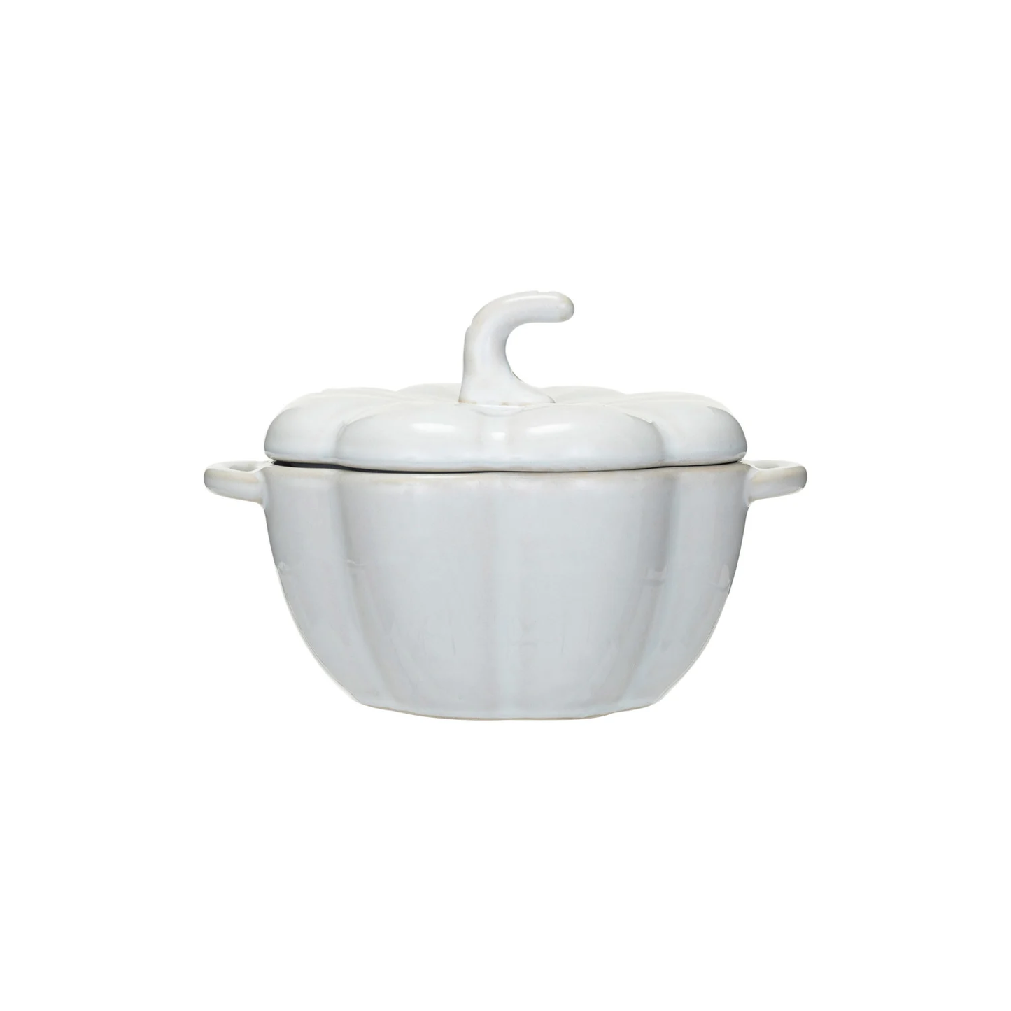 Stoneware Pumpkin Baker w/ Handles, White