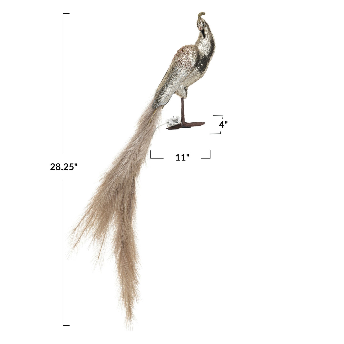 Peacock w/  LED Lights, Champagne Color