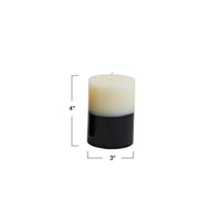 Unscented Two-Tone Pillar Candle, Cream & Black