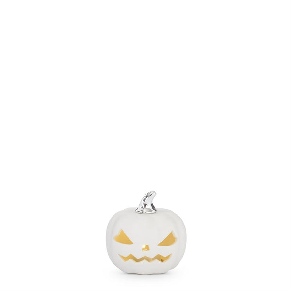 White Ceramic LED Jack O Lantern, 3"