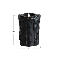 Flameless LED Wax Pillar Candle w/ 6 Hour Timer, Black