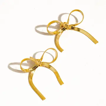 Winona 18k Non-Tarnish Flat Bow Chain Studs | Earrings