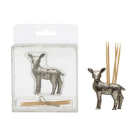 Pewter Deer Toothpick Holder w/ Toothpicks