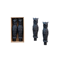 Owl Taper Candles in Box, Black, Set of 2