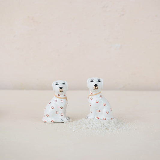 Ceramic Dog Shaped Salt & Pepper Shakers, Set of 2