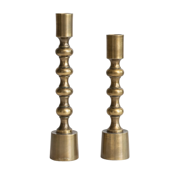 Cast Aluminum Taper Holder, Antique Gold Finish, 2 sizes